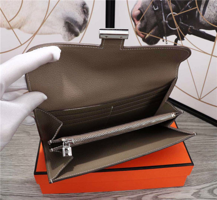 Hermes Constance Long Wallet Calfskin In Tourterelle High
