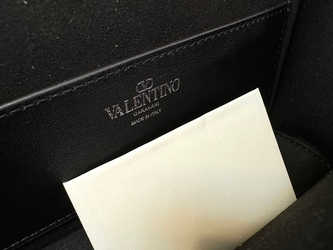Valentino Garavani VLogo Loco Flap Embellished Leather Shoulder Bag Black High
