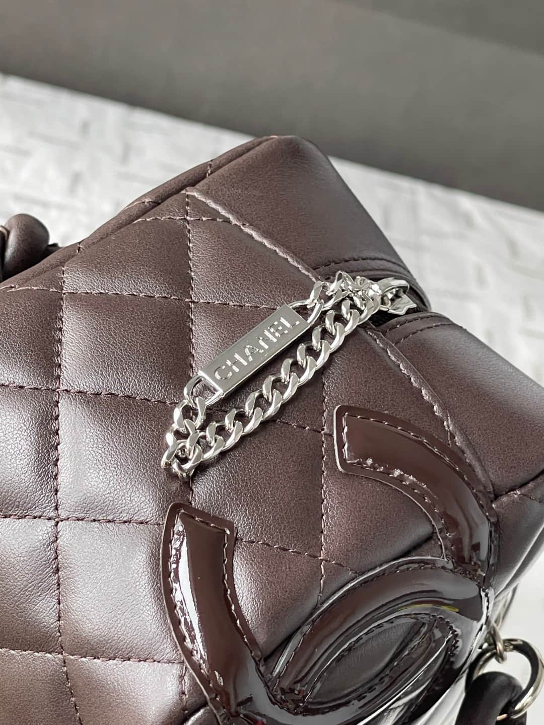 Chanel Cambon Ligne Bowler bag Calfskin & Silver-Tone Metal AS25172 Dark Brown High