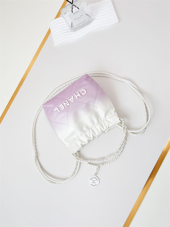 Chanel 22 MINI HANDBAG Patent Gradient Calfskin & Lacquered Metal Purple AS3980 A