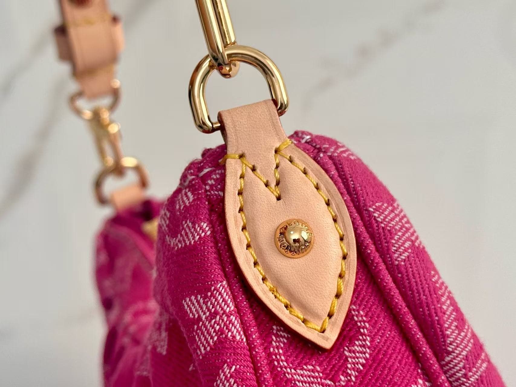 Louis Vuitton Pochette Valley Monogram Denim Fuchsia M28327 High