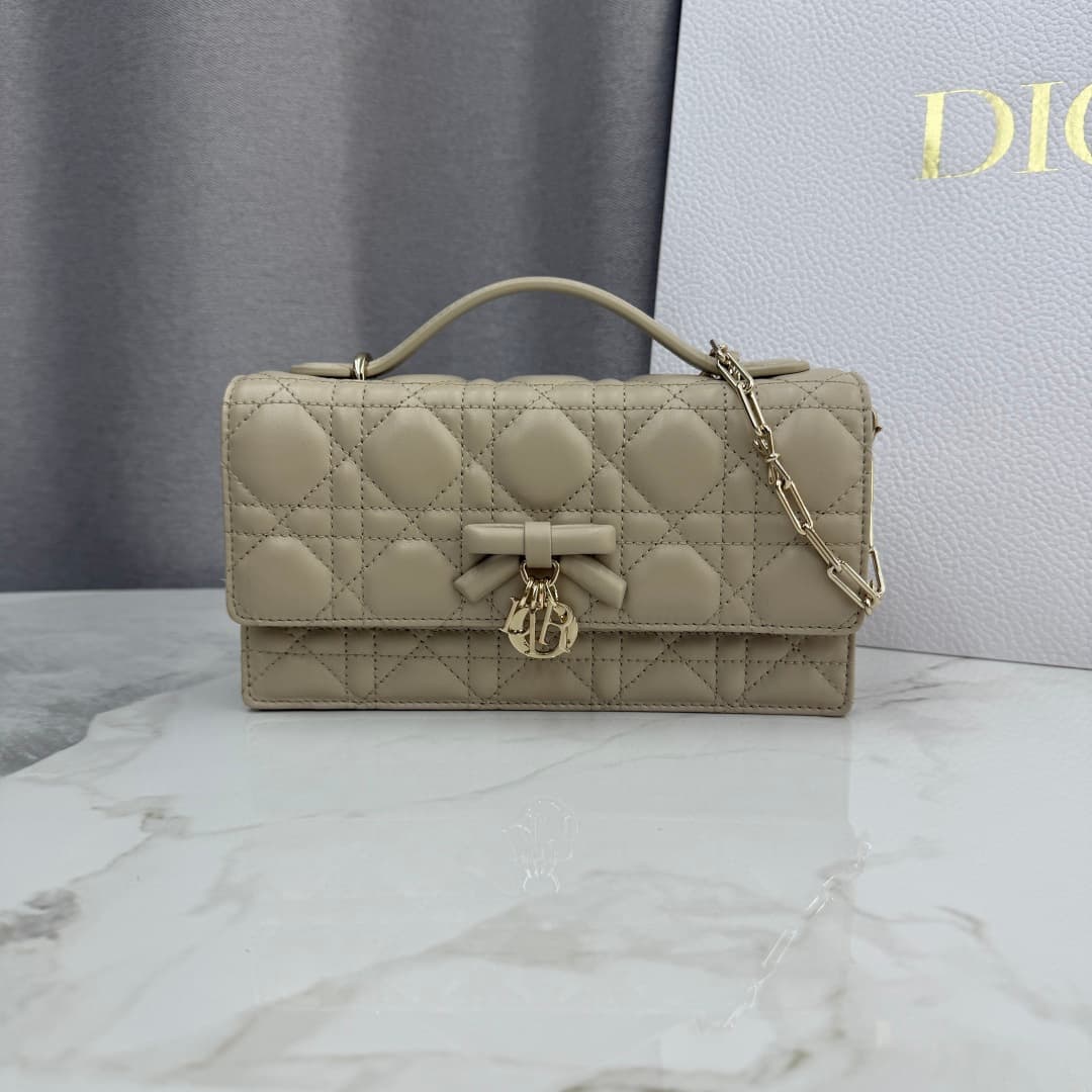 My Dior Mini Bag Beige Cannage Lambskin With Leather Bow High