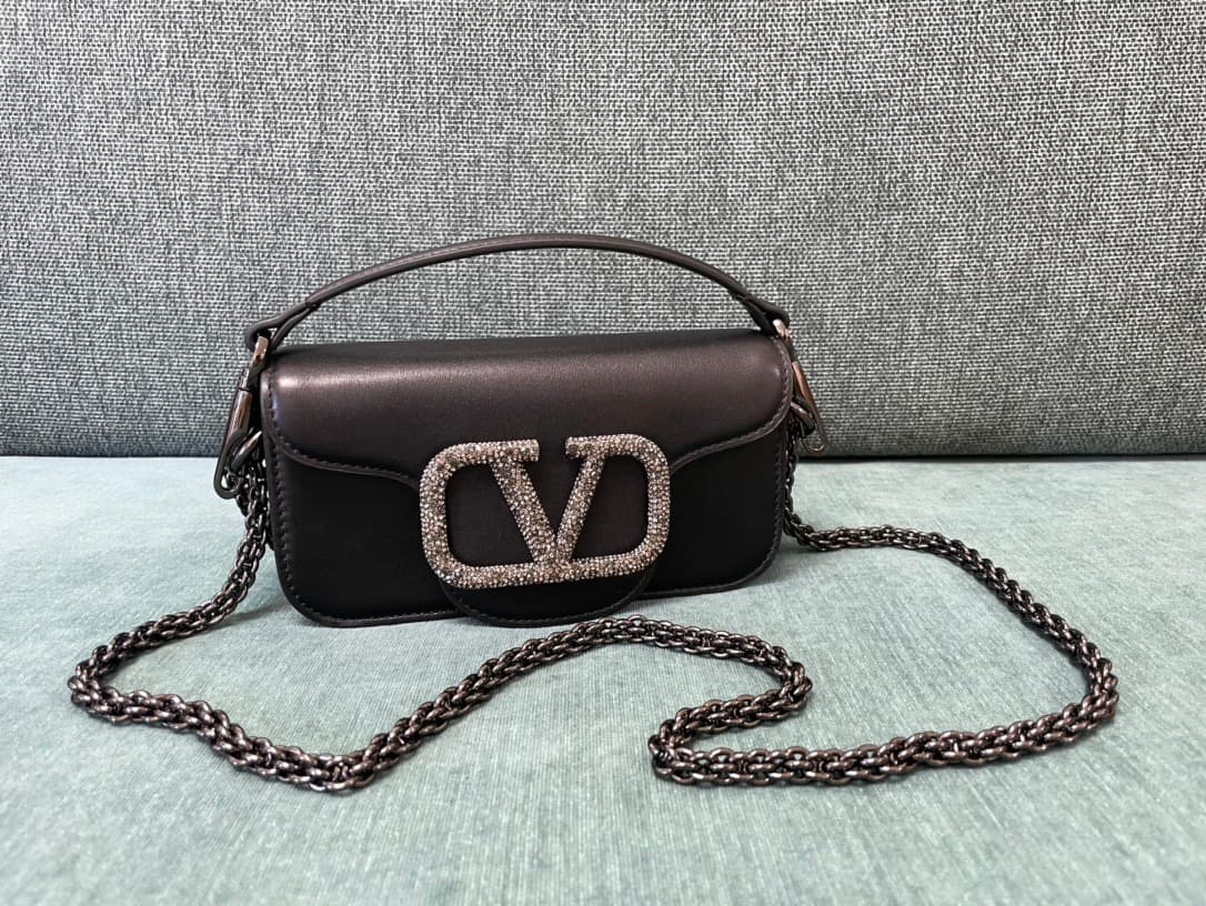 Valentino Garavani Locò Mini leather shoulder bag with crystal VLogo High