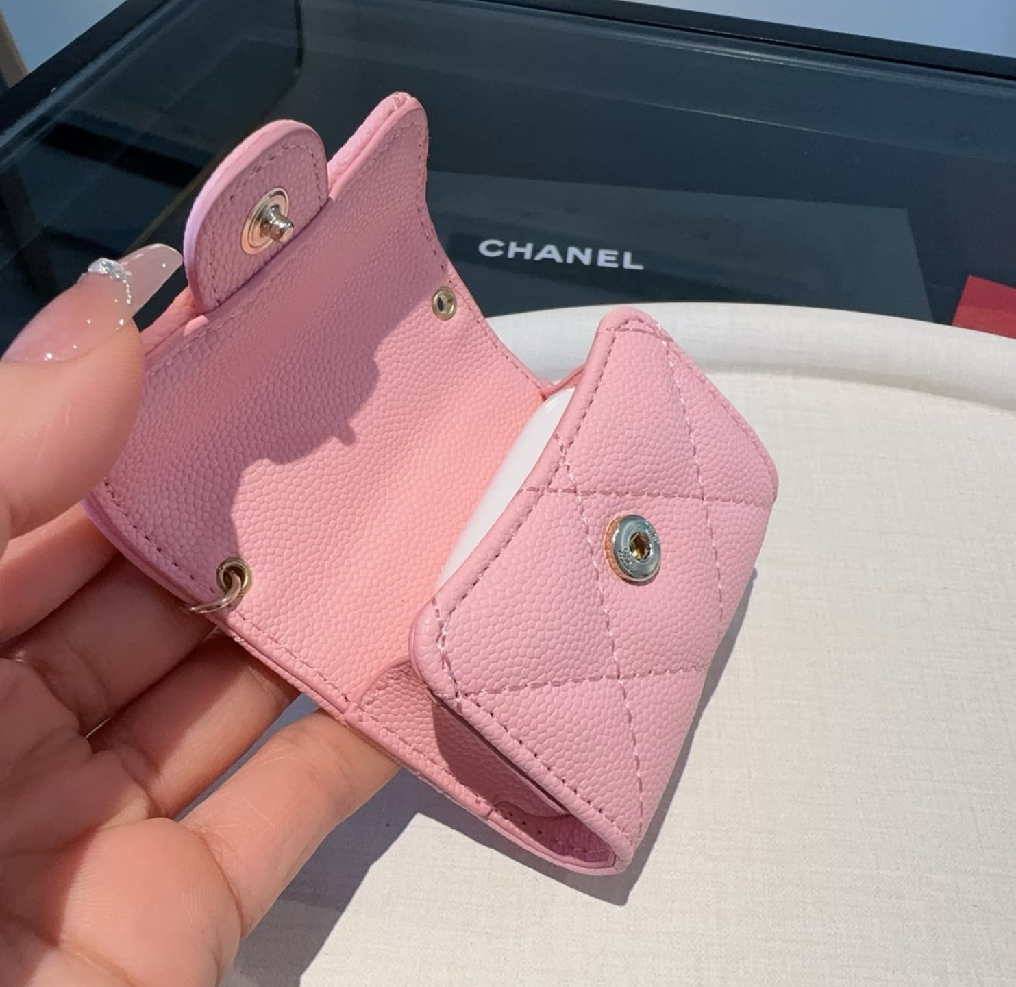 Chanel Caviar Quilted Headphone bag  With Chain