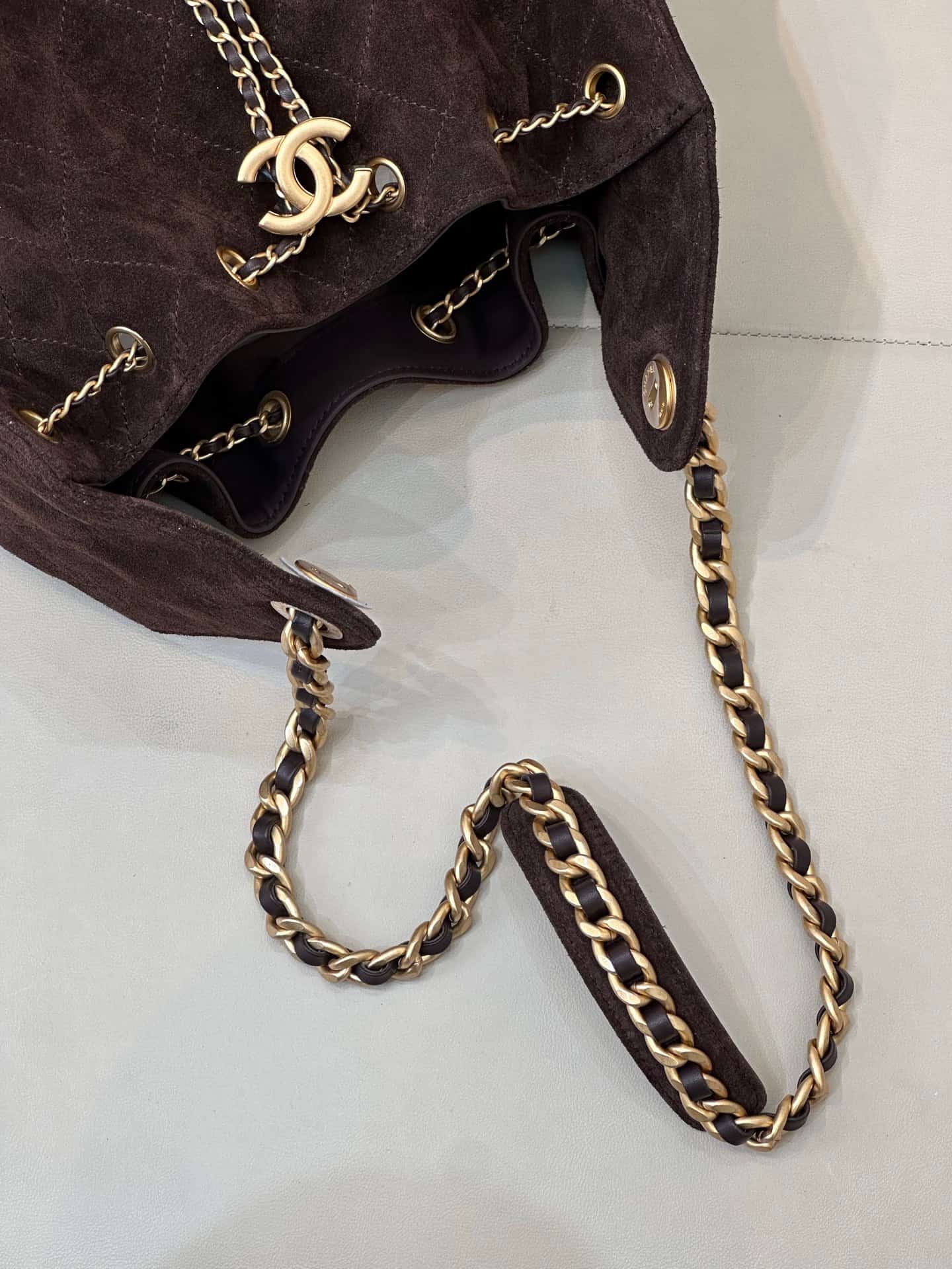 Chanel 25 Medium Hobo handbag AS5311 Suede &Gold-tone Metal Chocolate Brown TOP
