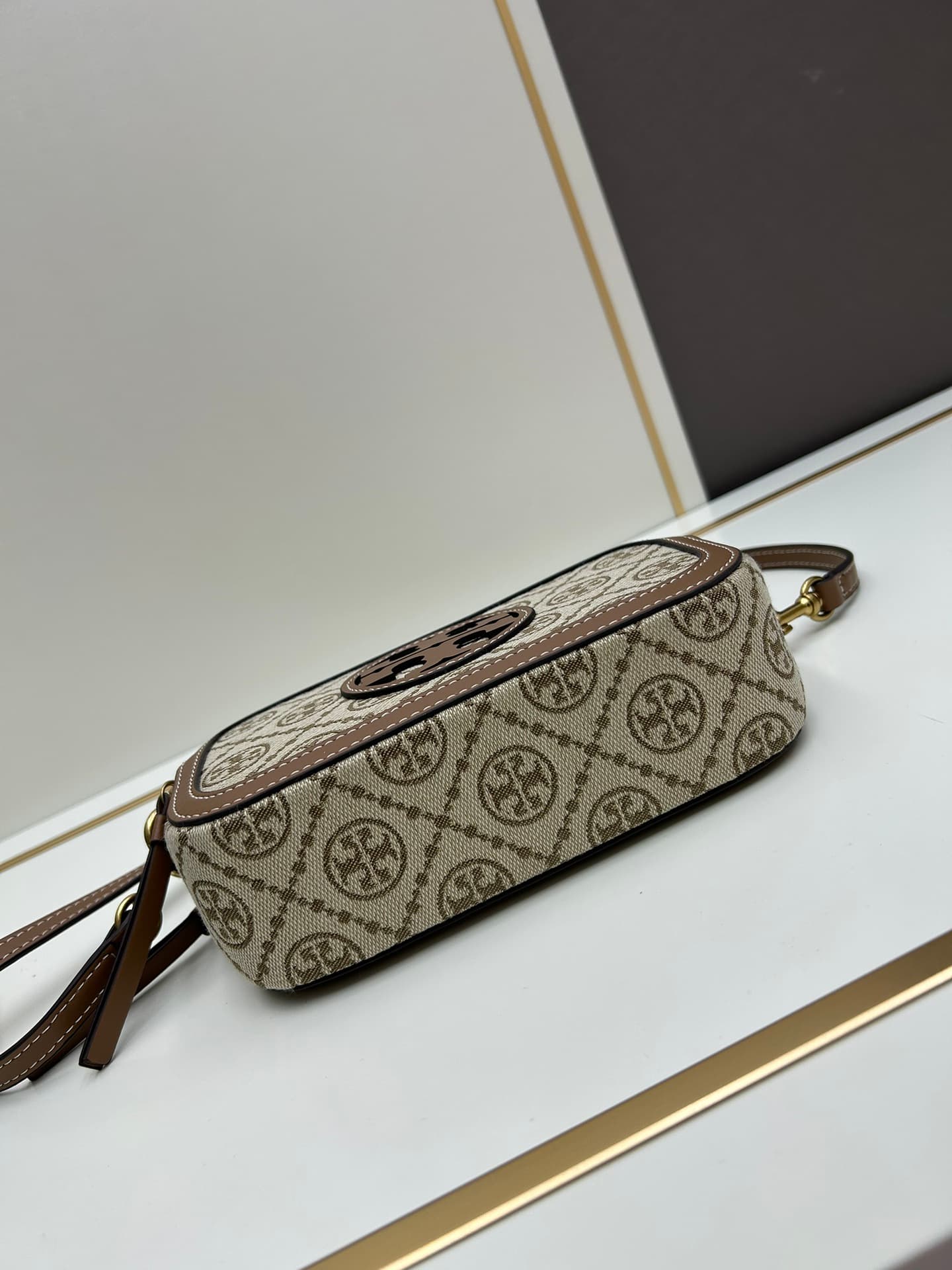 Tory Burch Mini Miller Crossbody Bag T-Monogram in Hazelnut Brown High