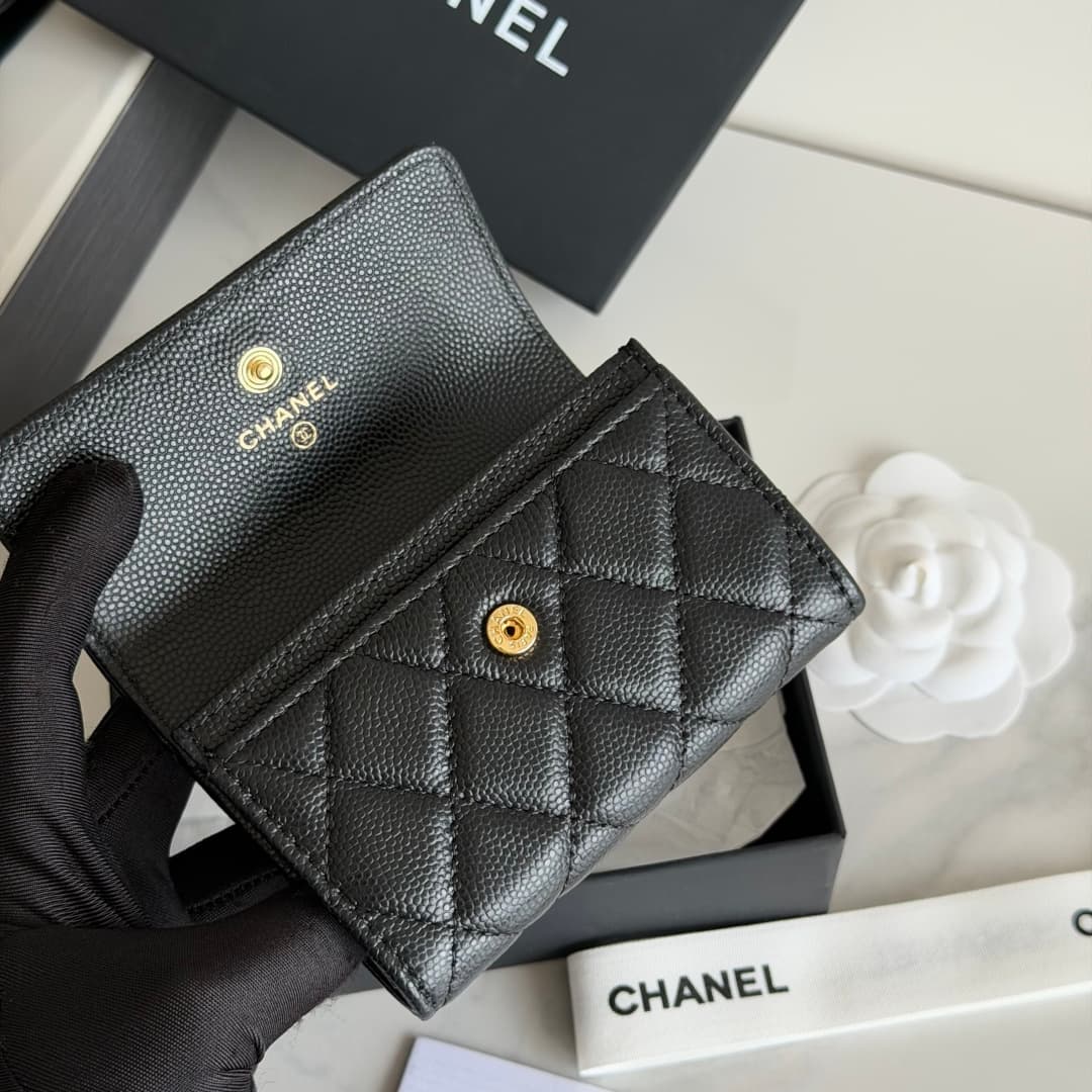 Chanel Card Holder Shiny Grained Calfskin Strass & Gold-Tone Metal AP5079 High