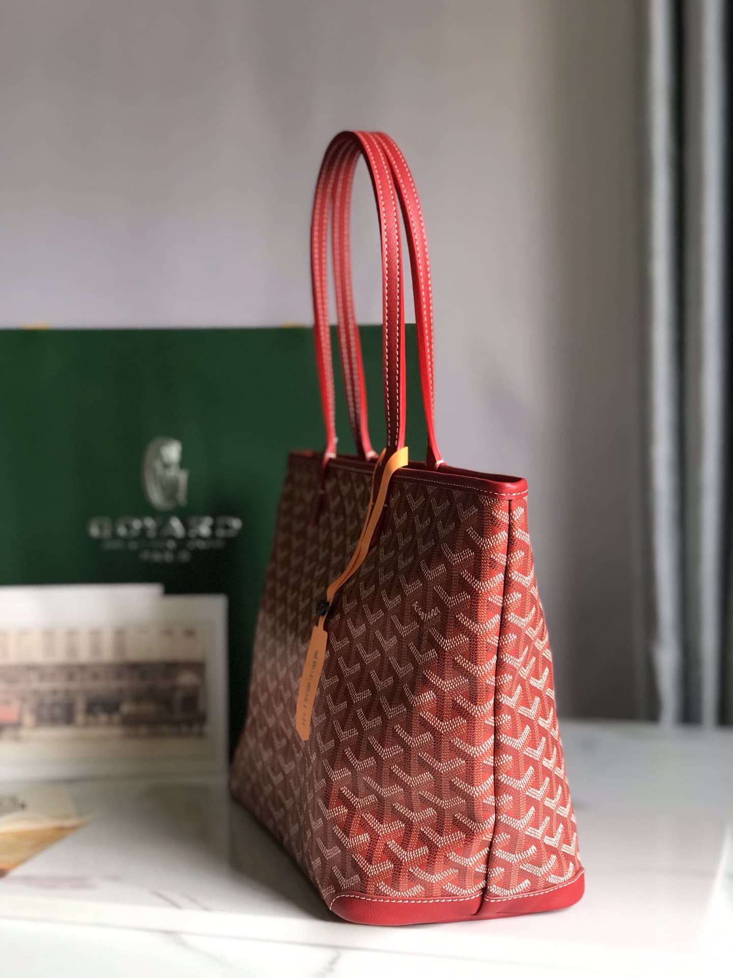 ARTOIS PM BAG Goyardine Canvas & Chevroches Calfskin Red High
