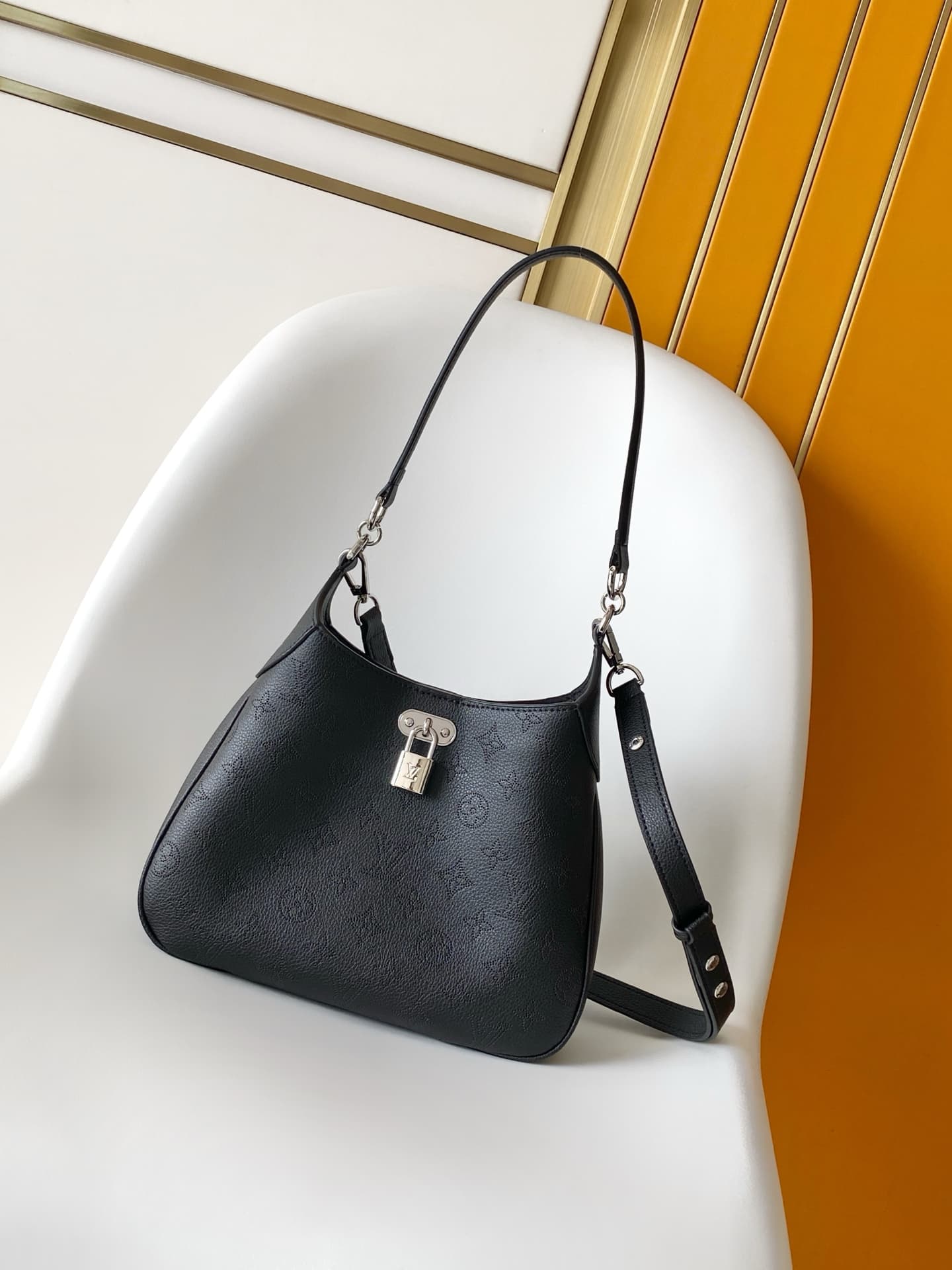 Louis Vuitton All Around PM Black Perforated Mahina calfskin leather M28306 High