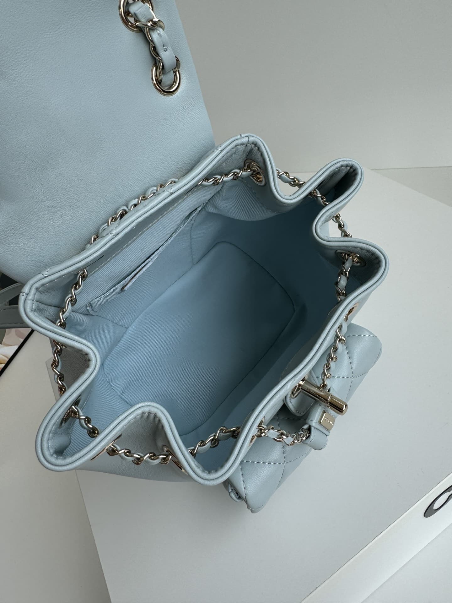 Chanel Small Quilted Duma Backpack Lambskin AS2908 Blue High