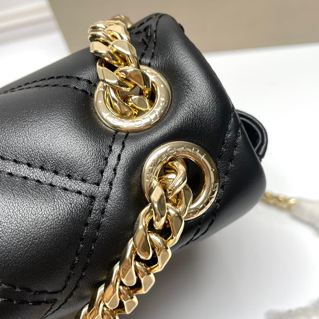 Bulgari Serpenti Cabochon Crossbody Bag in black leather high
