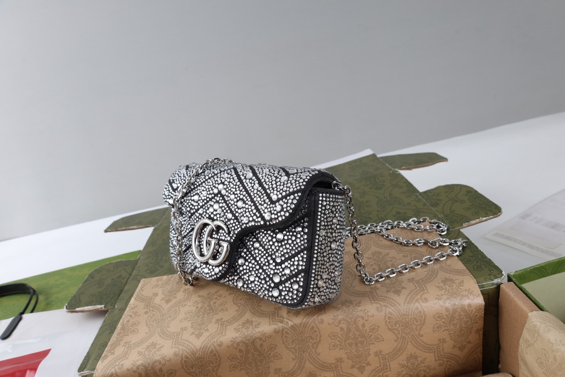 Gucci GG Marmont Mini shoulder bag in crystals 841290 High