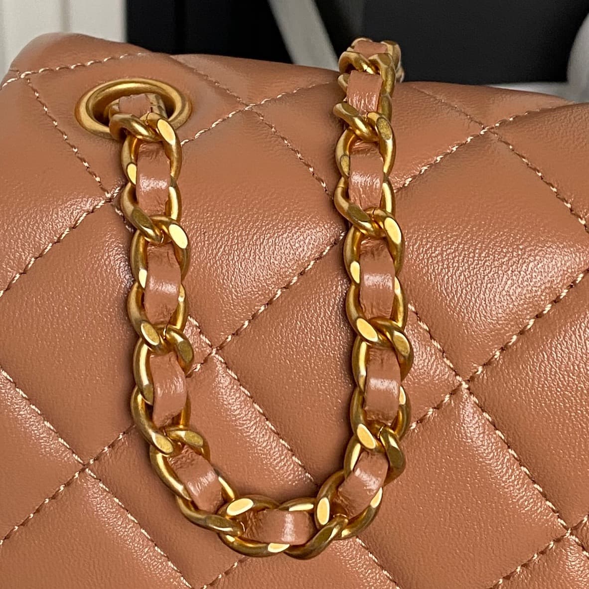 Chanel Mini Classic Flap Bag Lambskin & Gold-Tone Metal AS5758 Tan High