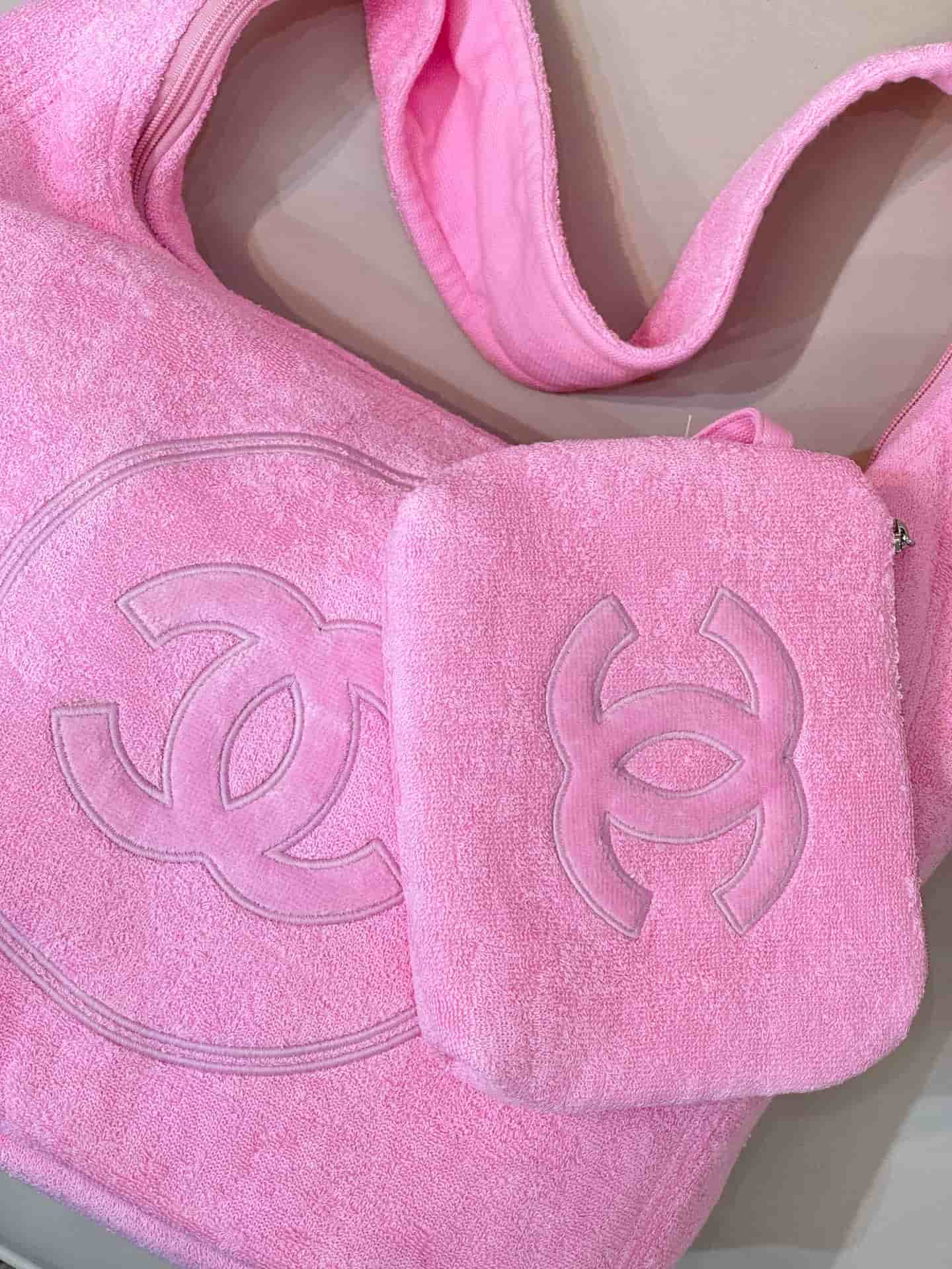 Chanel Beach Hobo Handbag Towelling Cotton TOP