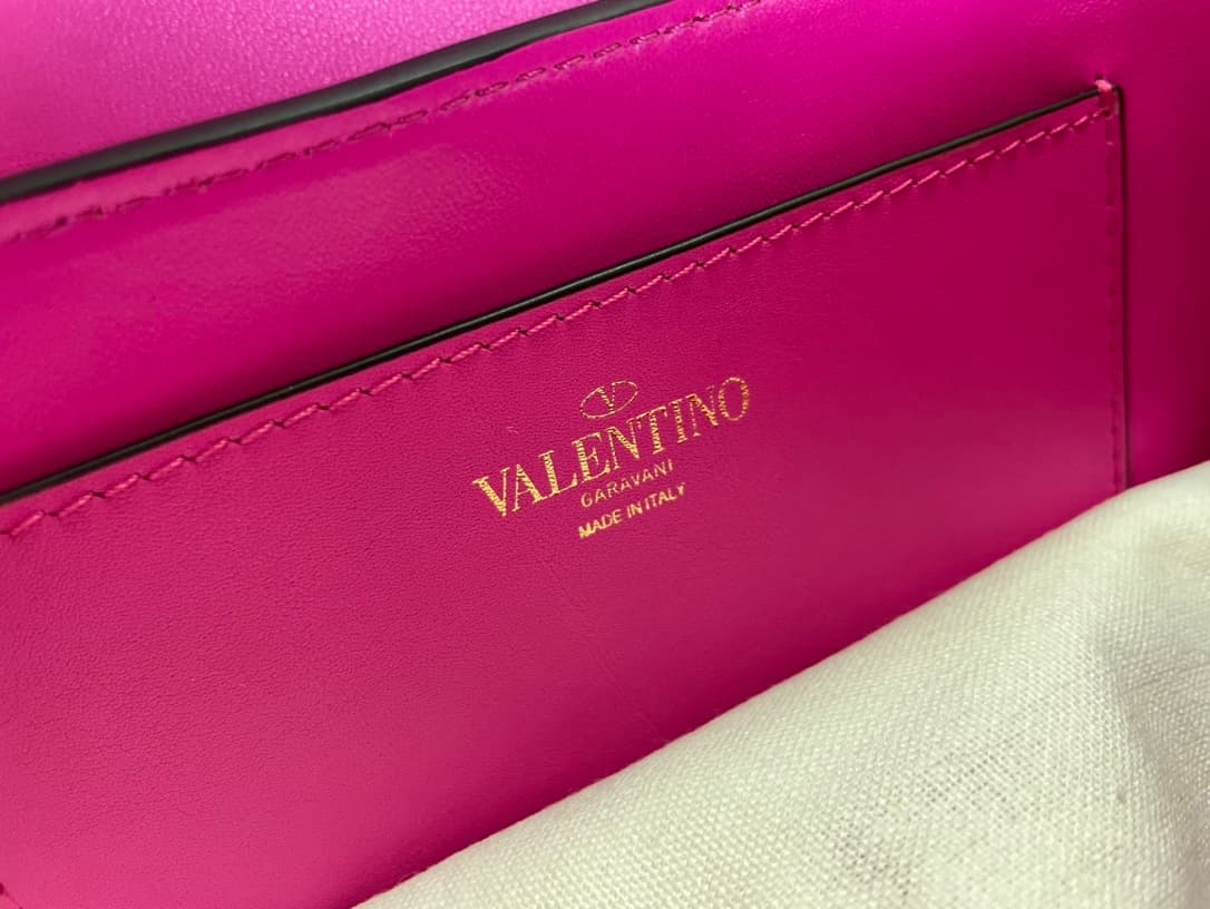 Valentino Garavani Rockstud23 Small Shoulder Bag smooth pink calfskin leather High