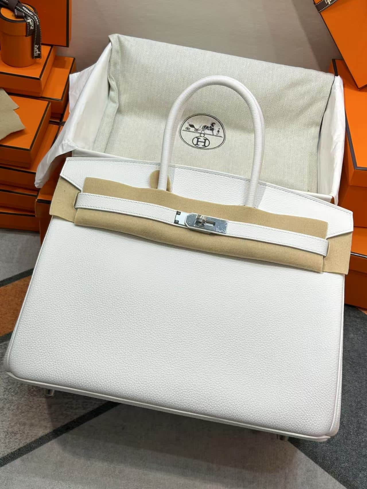 Hermes Birkin 25/30/35cm Bag Togo Leather WAX High White Customizing Style