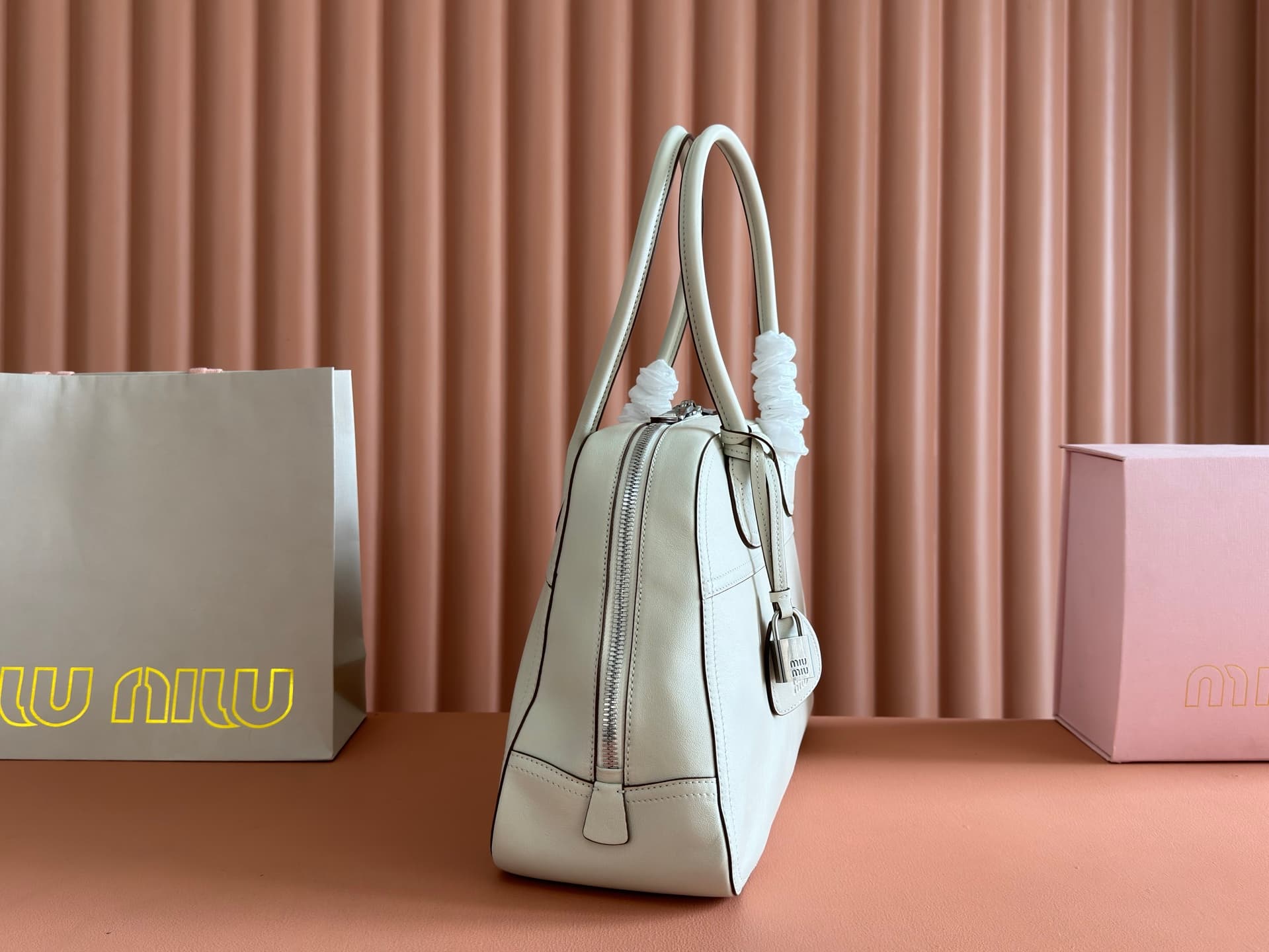 Miu Miu Vivant nappa leather bag Chalk White 5BB196 TOP