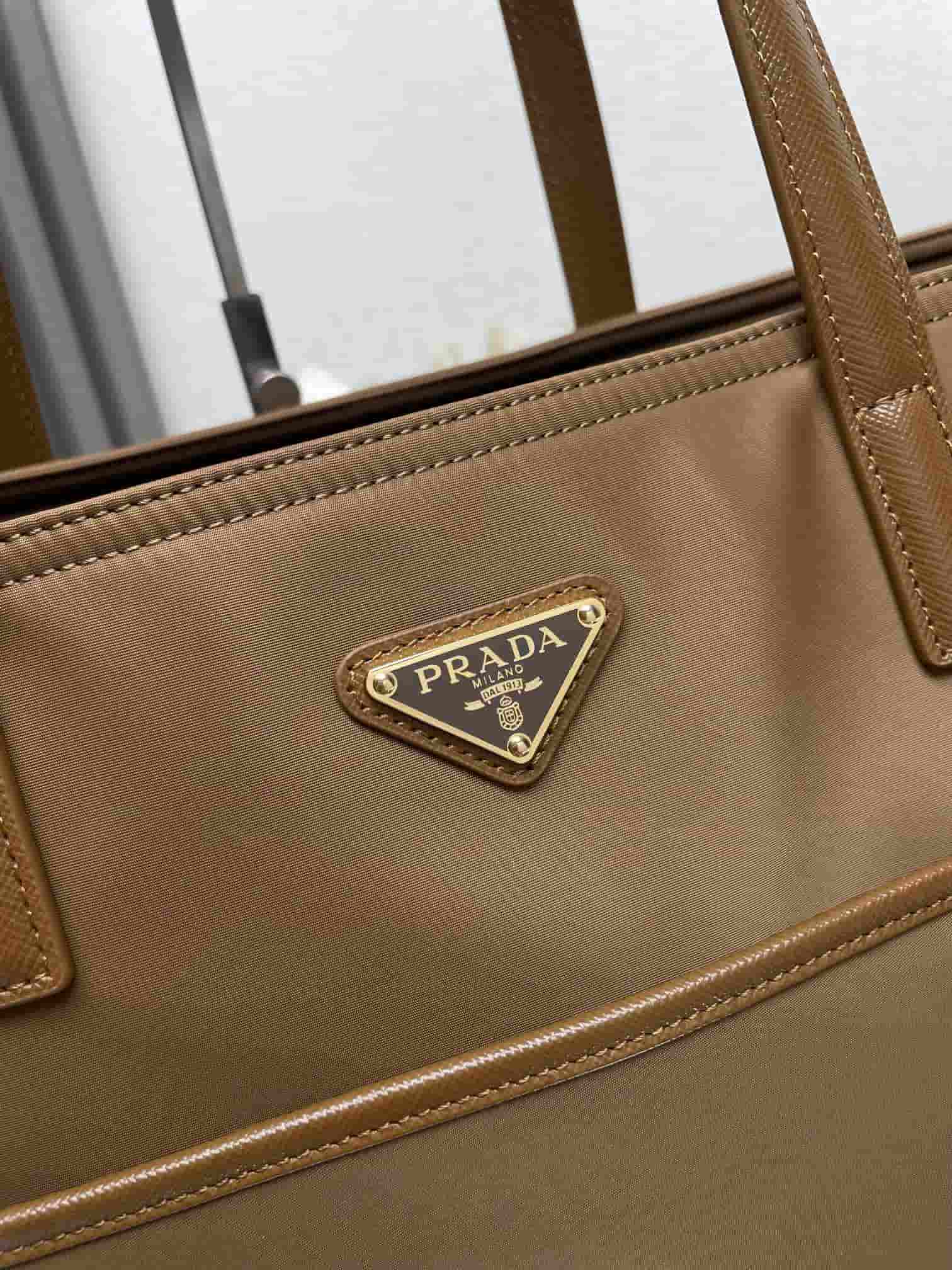 Prada Re-Edition 1978 large Re-Nylon and Saffiano leather tote bag Brown 1BG527 High