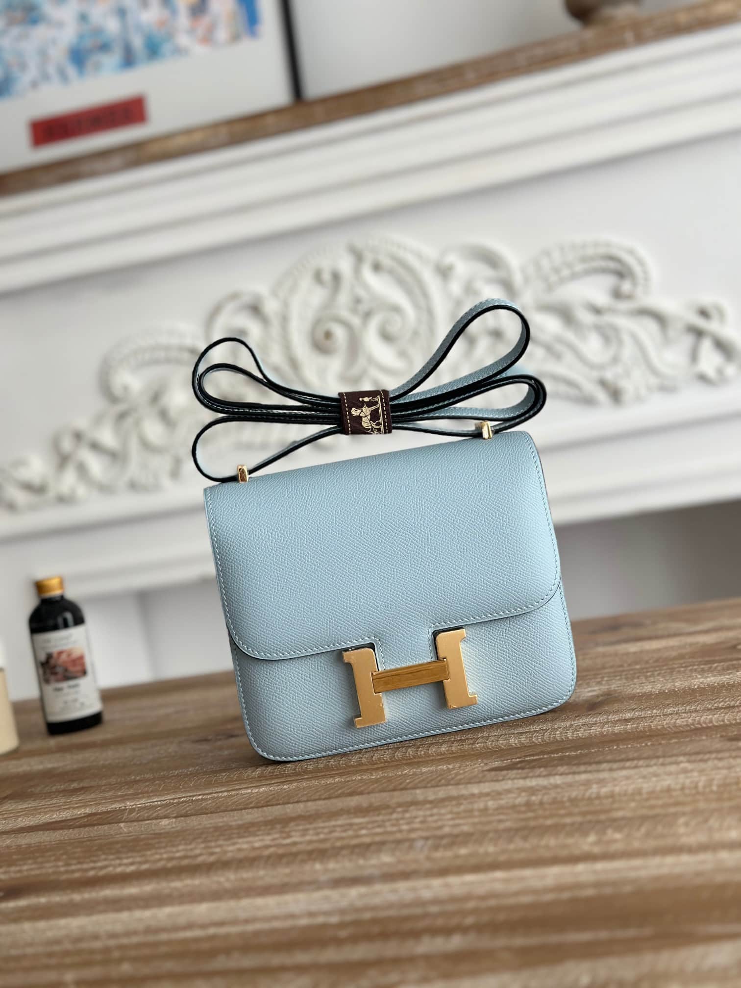 Hermes Mini Constance 18cm Epsom Bag WAX Bleu Brume High