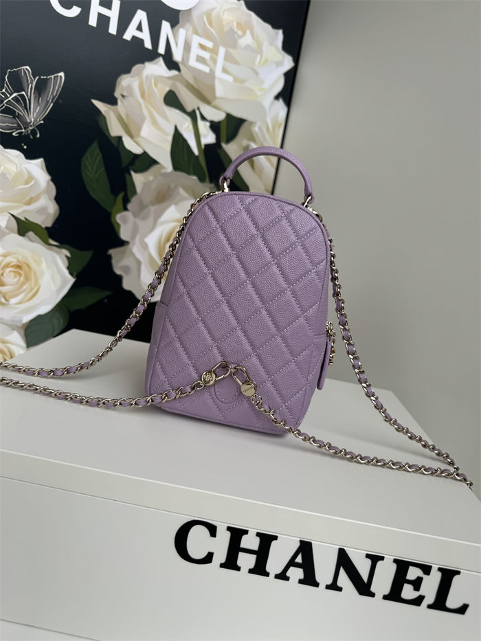 Chanel Mini Backpack Grained Calfskin Gold-Tone Metal AP3753 Purple A