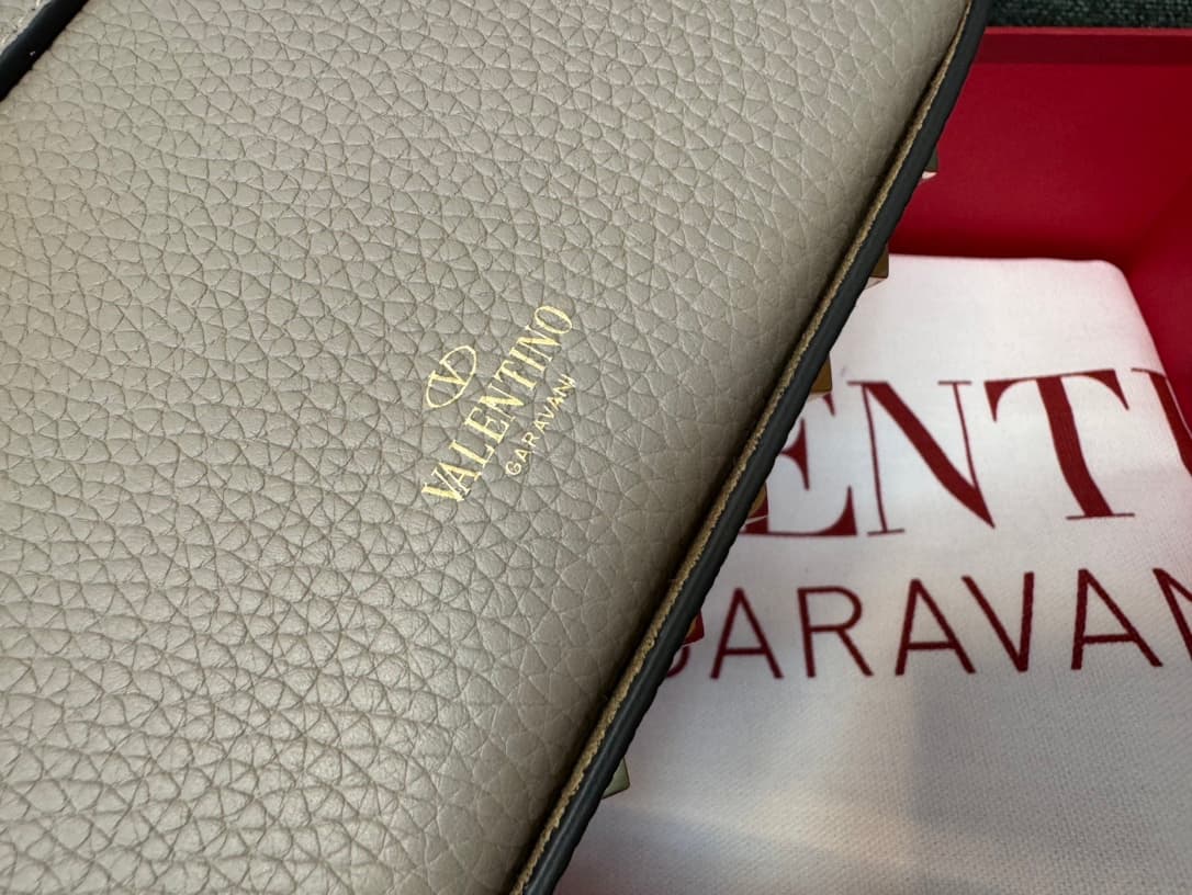Valentino Garavani Mini Rockstud Grainy Leather Crossbody Bag in Grey High