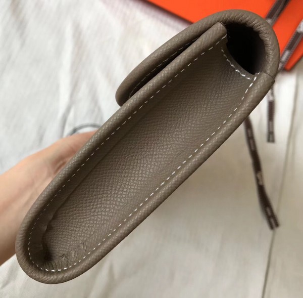 Hermes Jige Elan 29 Clutch Bag Epsom Leather WAX Grey Blue High