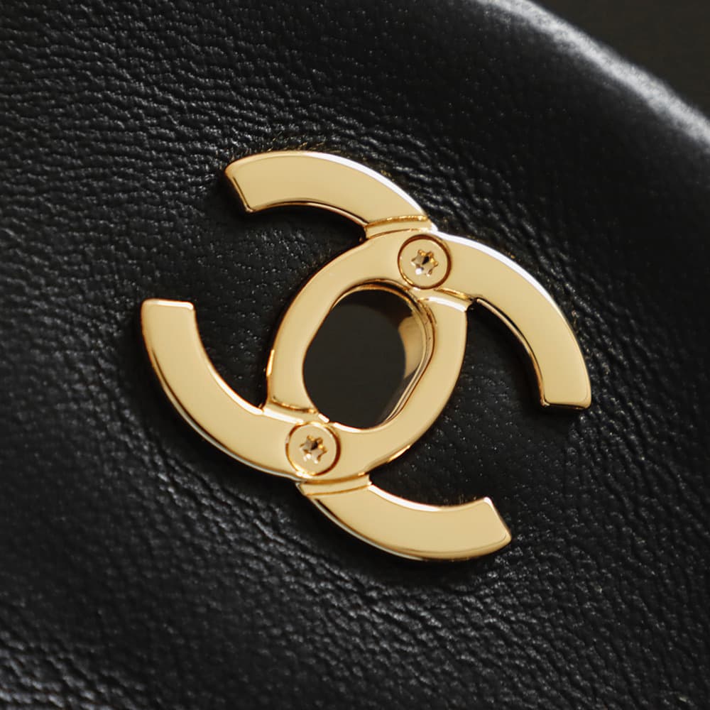Chanel Flap Bag Lambskin & Gold-Tone Metal Black AS6449 A