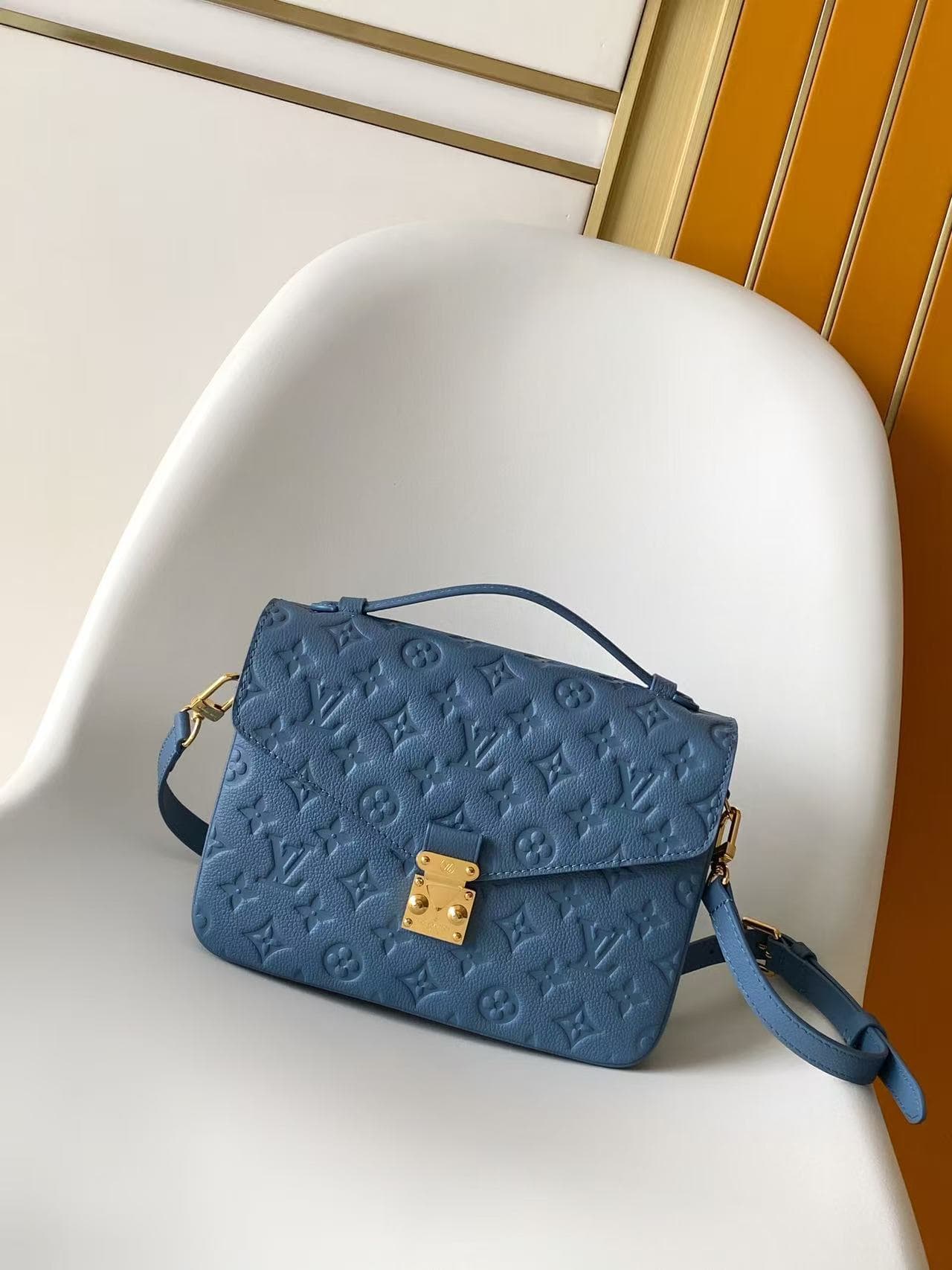 Louis Vuitton Pochette Métis Blue Jean Cowhide leather M27357 High