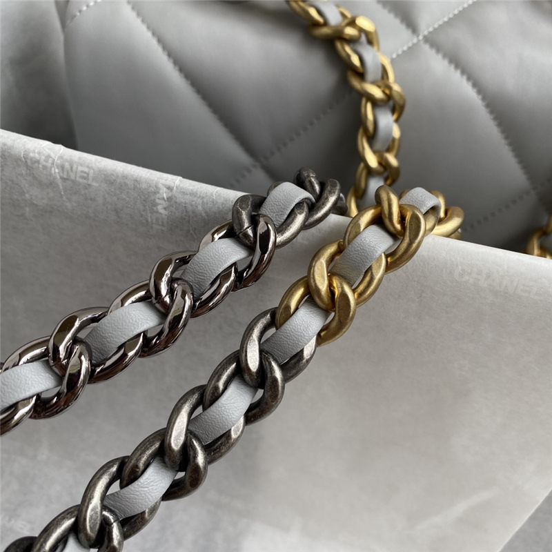 Chanel 19 Flap Bag Lambskin Grey High