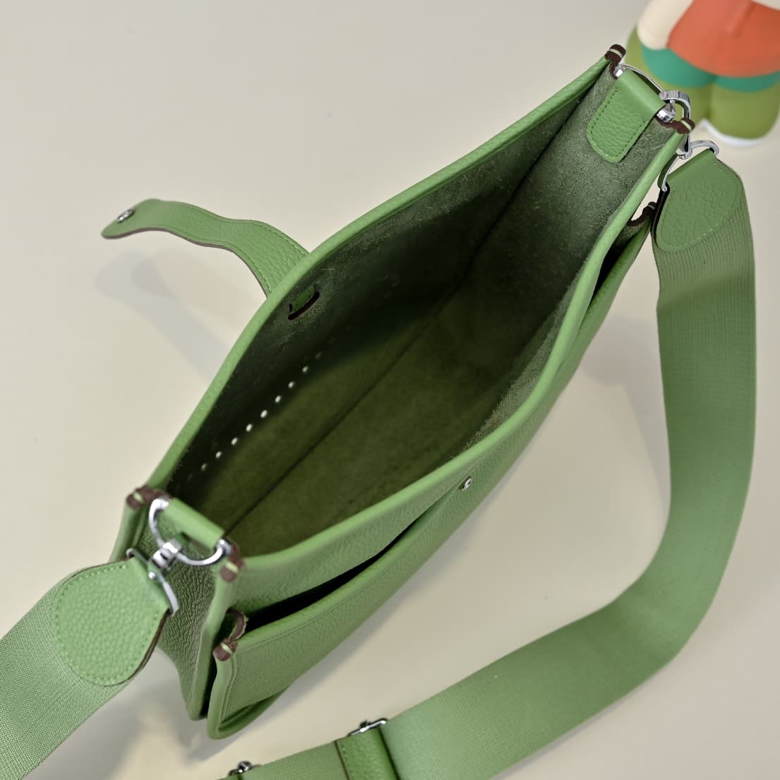 Hermes Evelyne III PM Bag Clemence Leather In Light Green High
