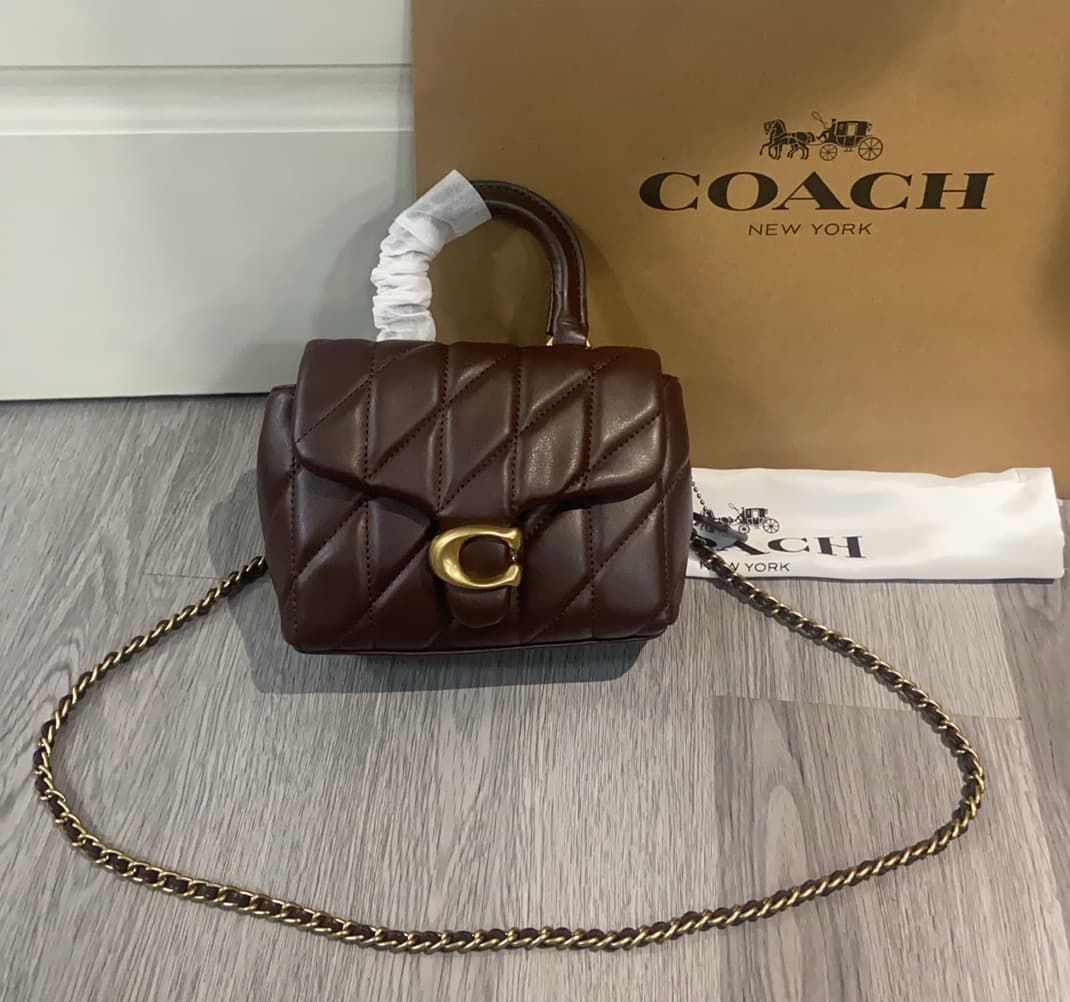 COACH Tabby Top Handle Bag With Quilting Coffee High