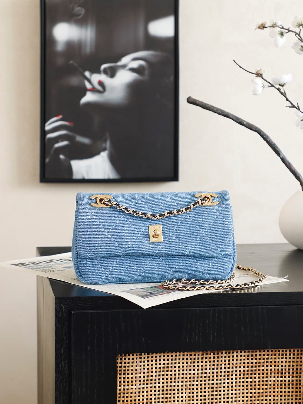 Chanel Flap Bag Denim & Gold-Tone Metal Caramel AS6449 A