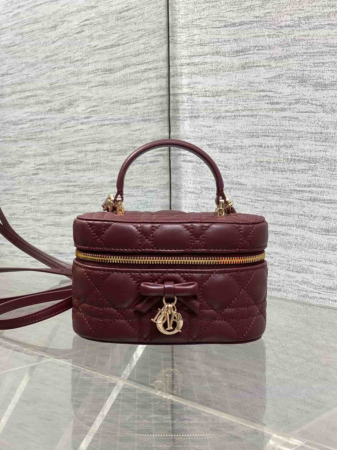 Dior Mini Vanity Rouge Hermitage Cannage Lambskin S2603 High