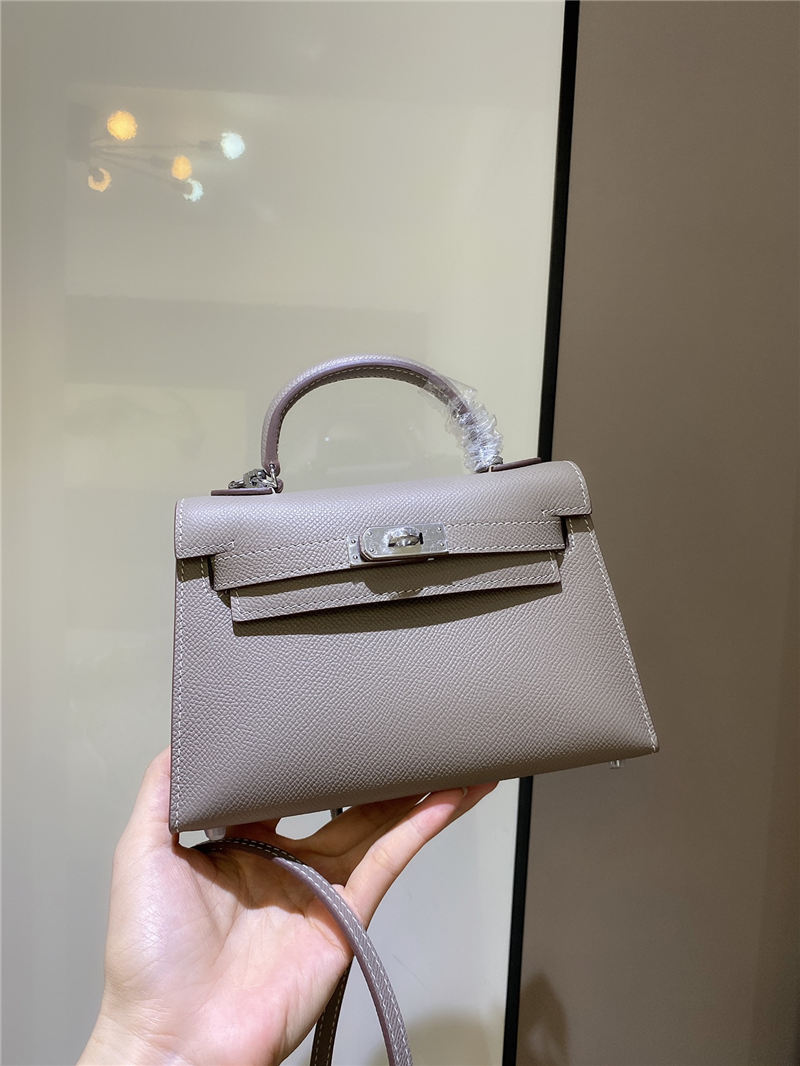 Hermes Kelly Mini II Bag Epsom Leather In Gris Asphalt CTN High