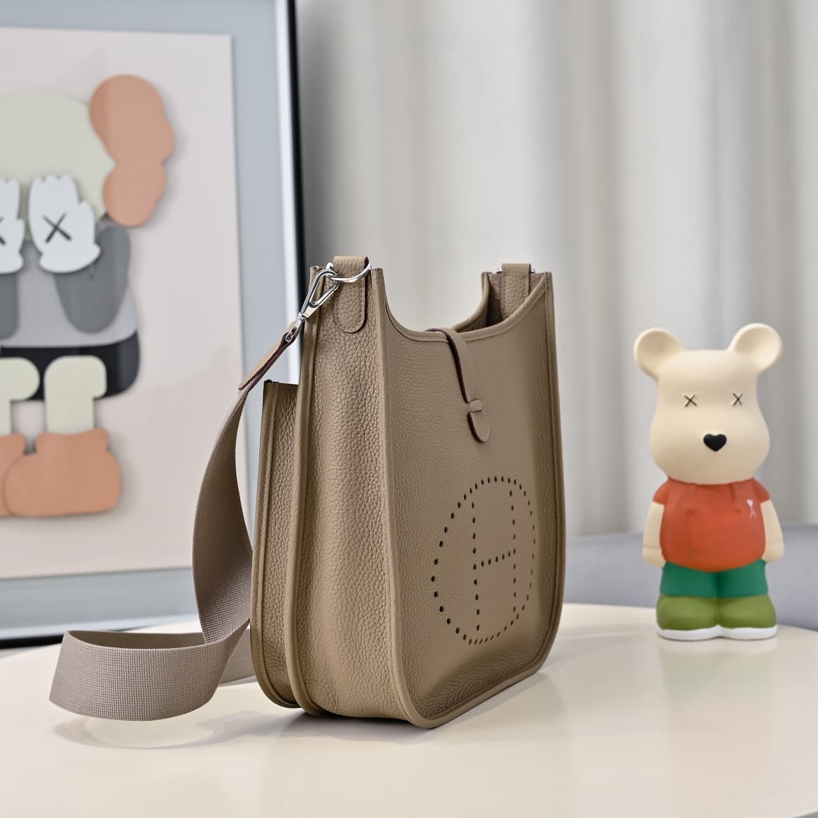 Hermes Evelyne III PM Bag Clemence Leather In Grey High