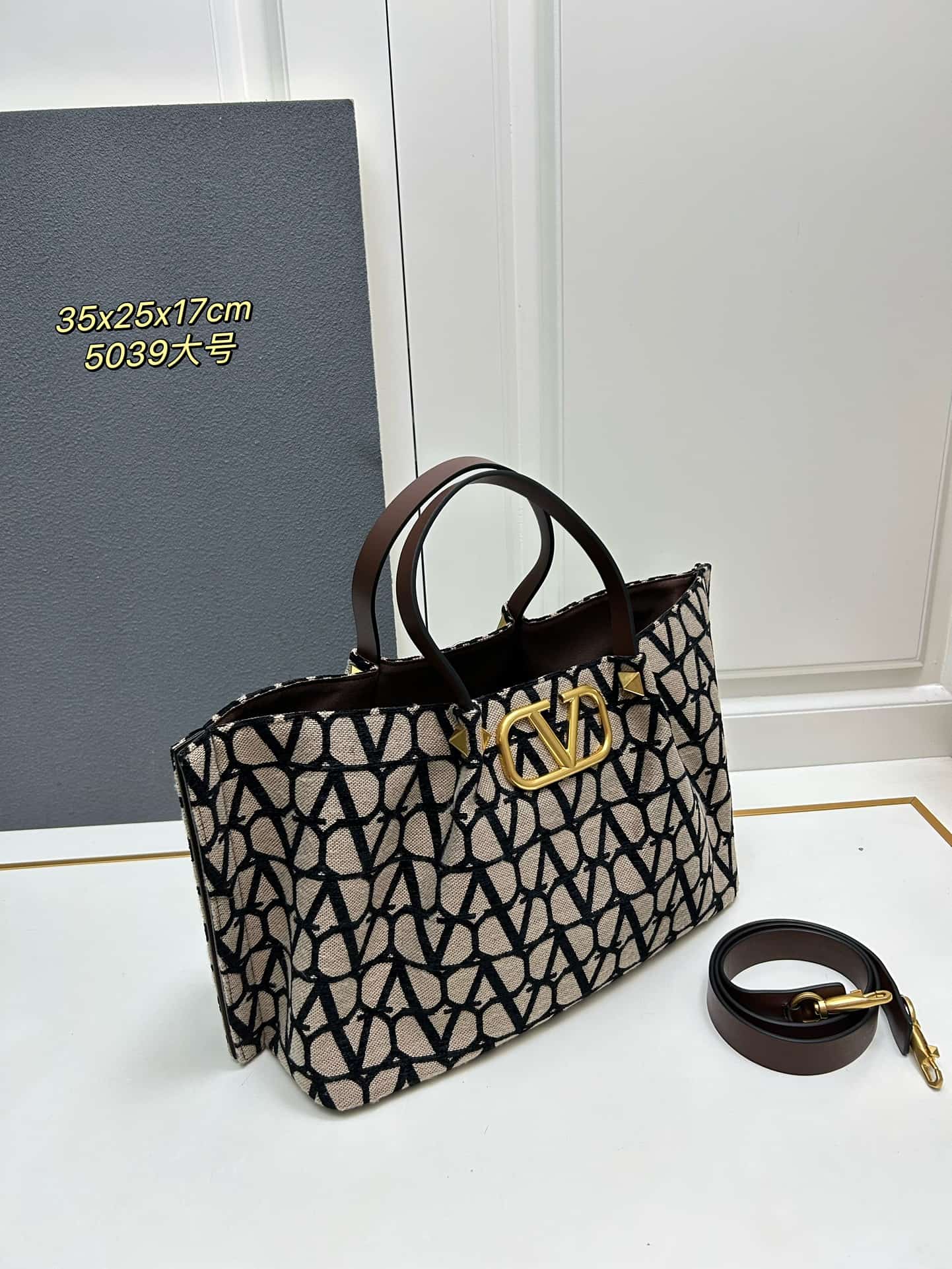 Valentino Garavani VLogo Signature Toile Iconographe Tote Bag Black Mid