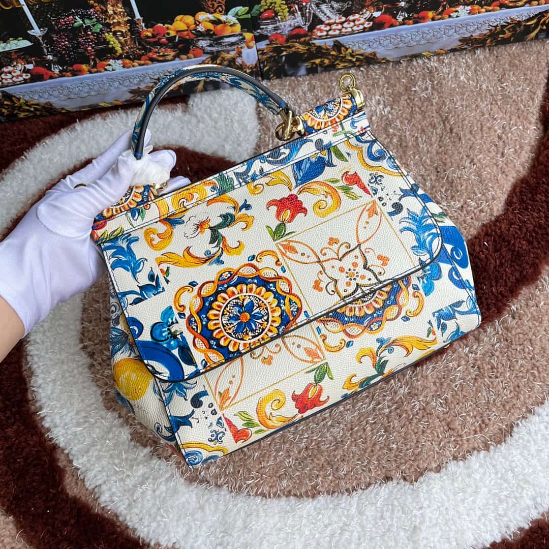 Dolce & Gabbana Miss Sicily top handle bag with multicolor print leather High