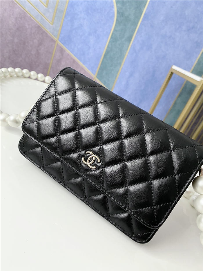 Chanel Wallet on Chain Imitation Pearls Black A