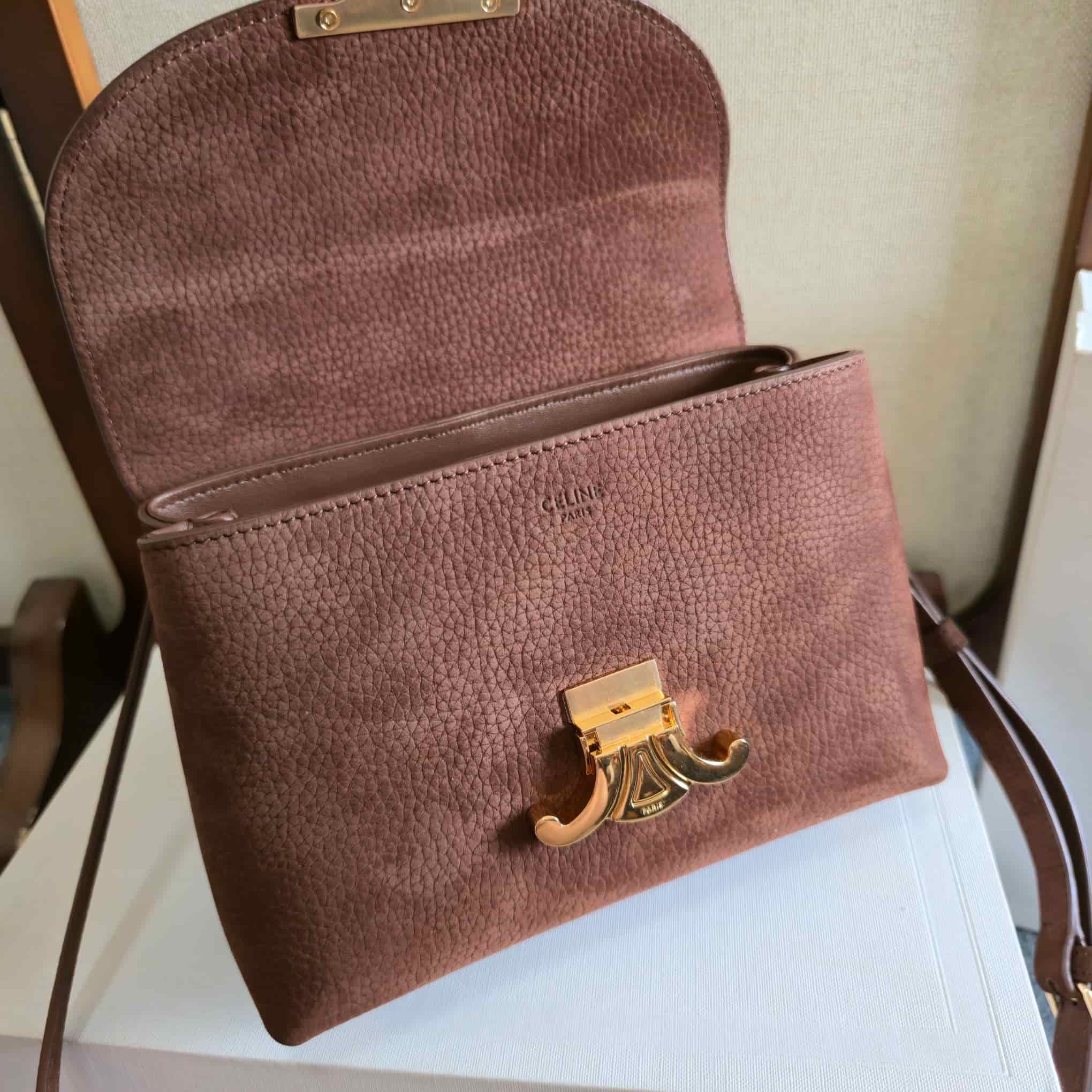 Celine Mini Nino Bag in Chestnut Grained Nubuck Calfskin High