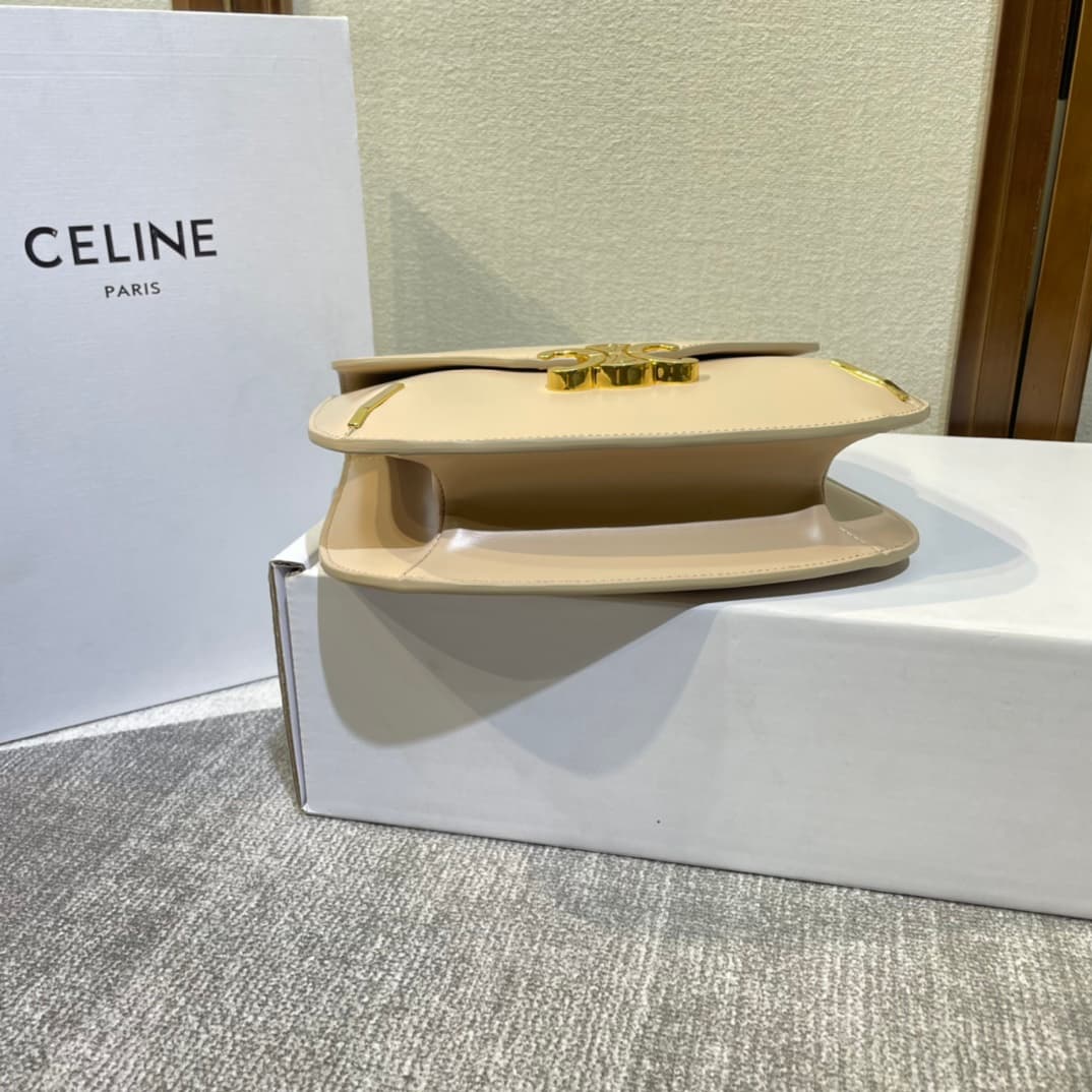 Celine Triomphe Saddle Bag in Beige Shiny Calfskin High