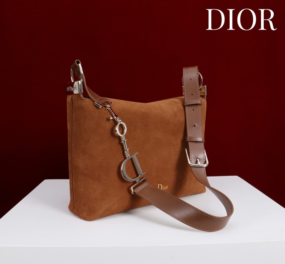 Small Diorly Bag Golden Saddle Suede Calfskin Gold lettering High