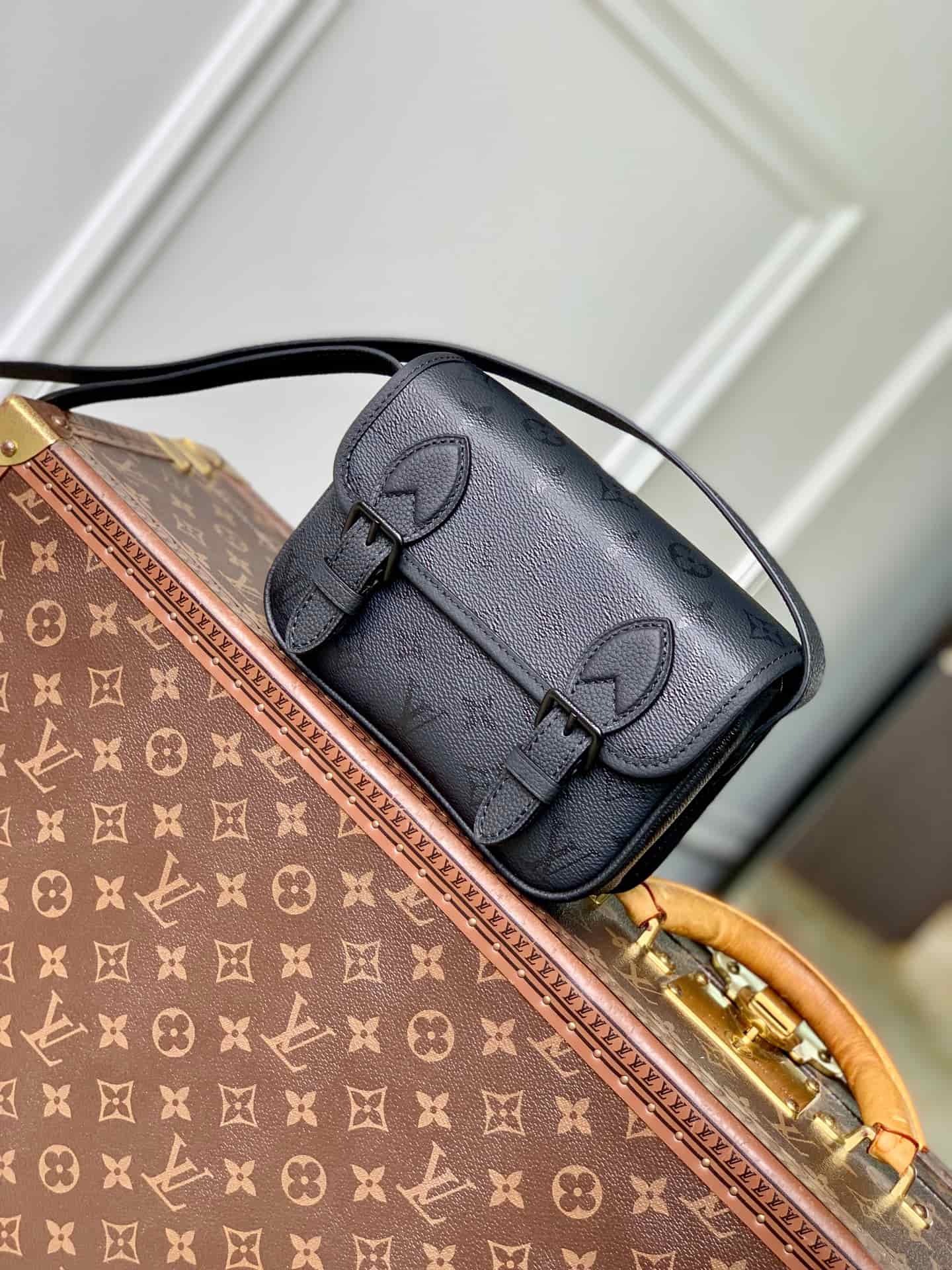Louis Vuitton Satchel Wearable Wallet Black Monogram Midnight coated canvas M2A259 High