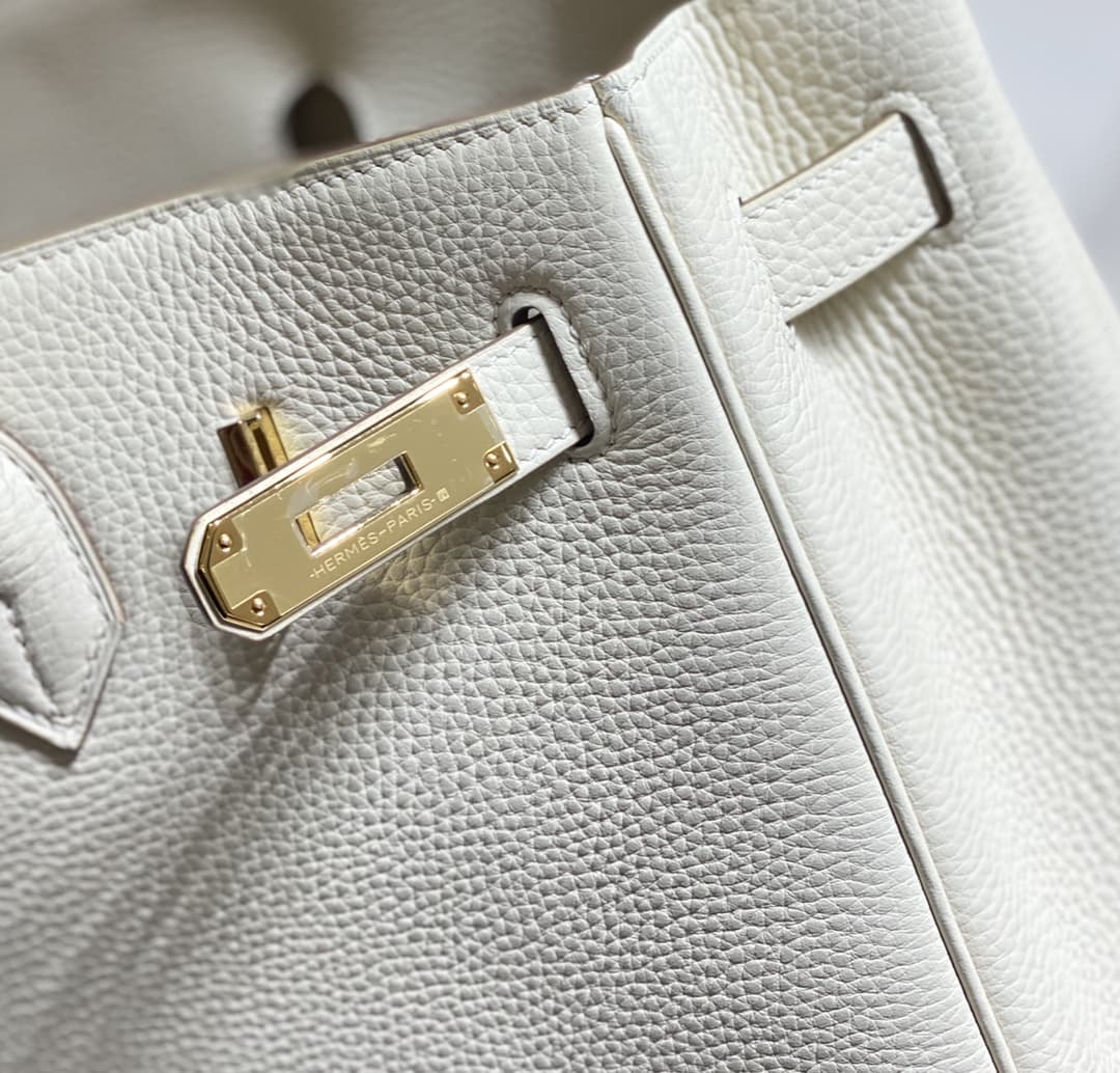 Hermes Birkin 25/30/35cm Bag Calfskin Silver/Gold Metal In Craie High