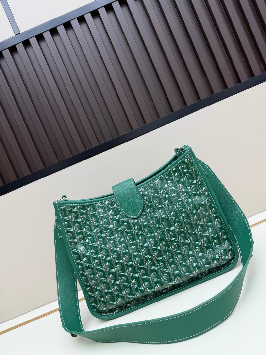 Goyard Musette PM bag in green Goyardine canvas Mid