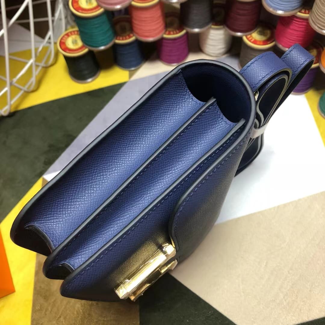 Hermes Mini Constance 18cm/24cm Epsom Bag WAX Navy Blue High