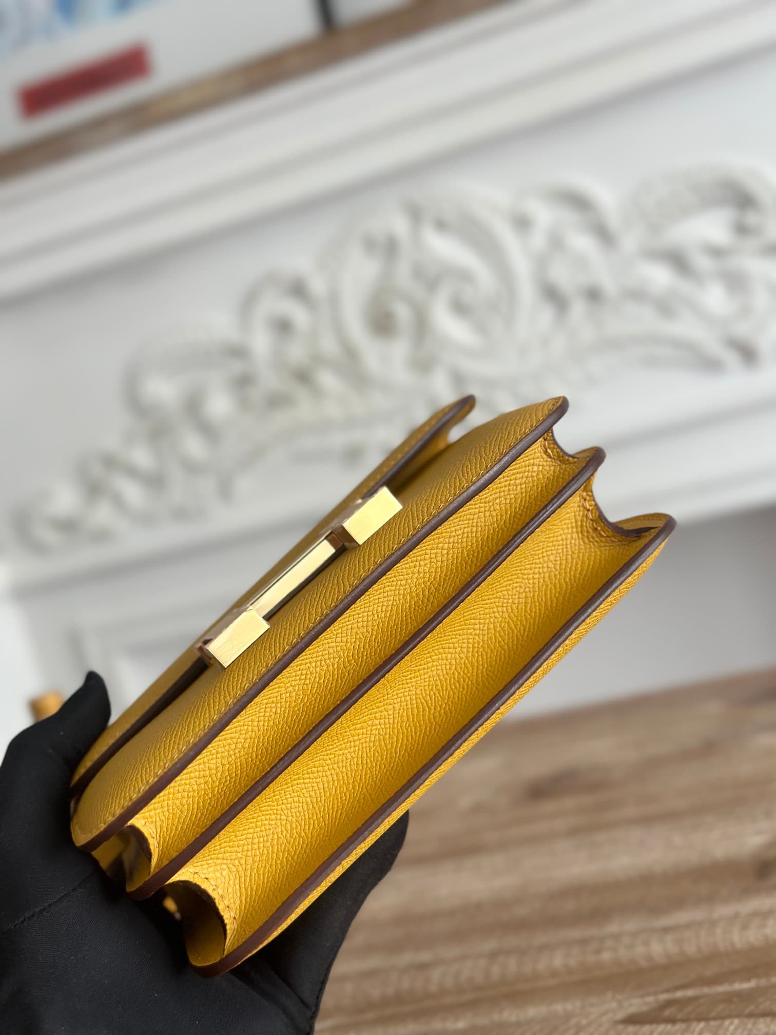 Hermes Mini Constance 18cm Epsom Bag WAX Jaune Ambre High