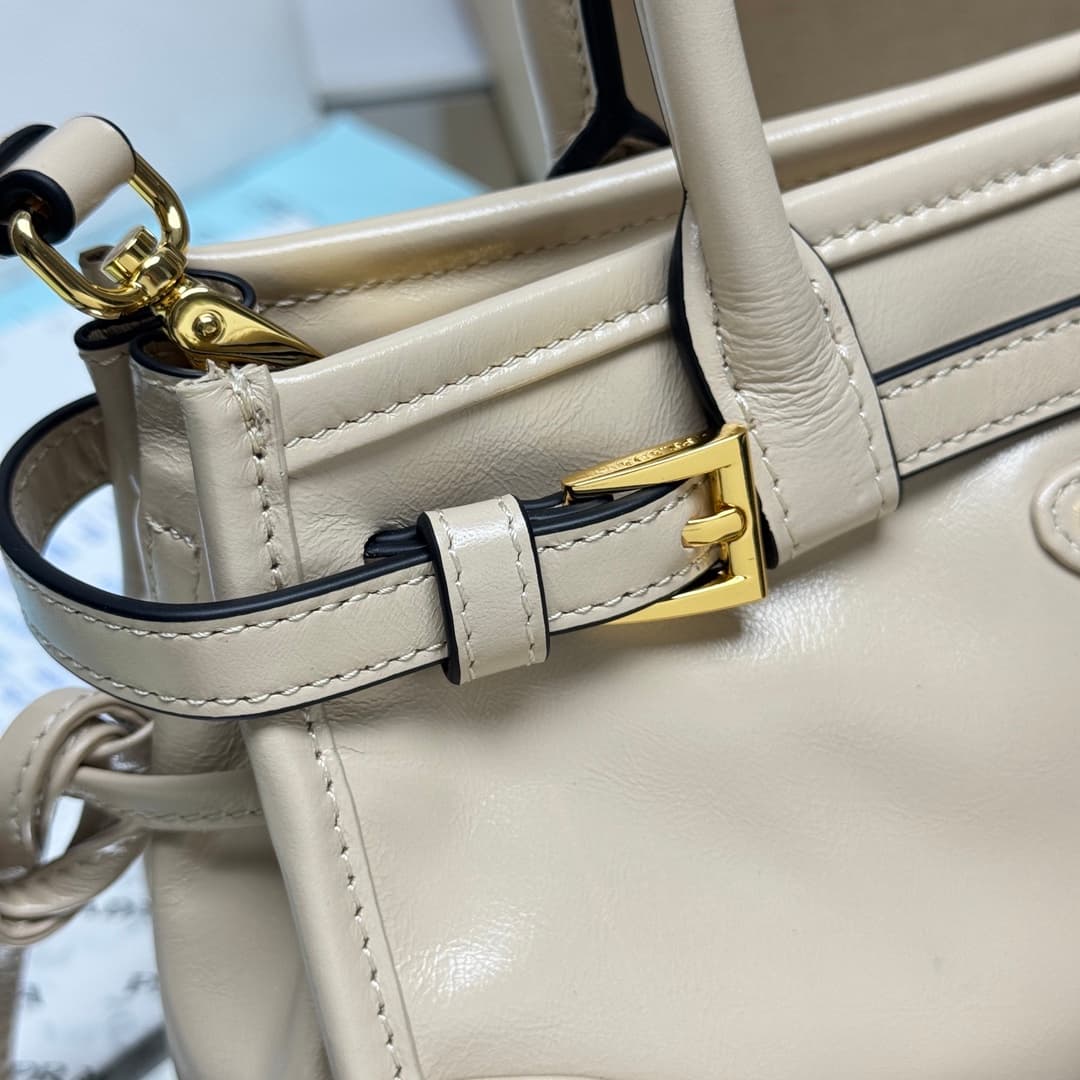 Prada Bonnie leather mini handbag Calfskin leather 1BA486 Travertine High