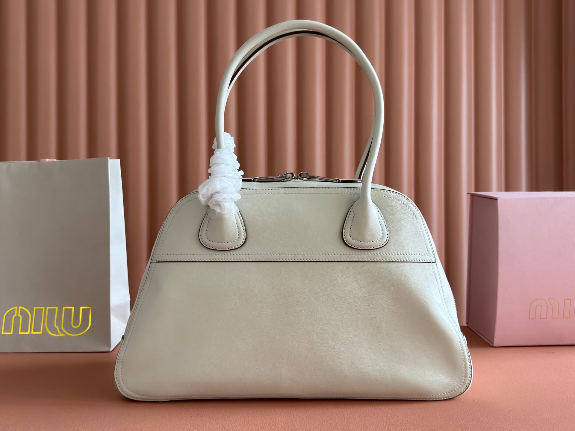 Miu Miu Vivant nappa leather bag Chalk White 5BB196 TOP