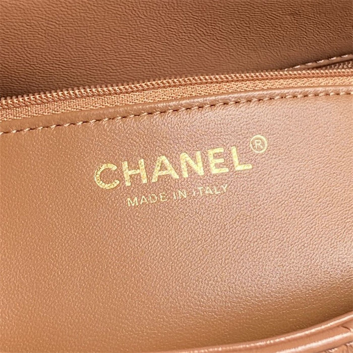 Chanel FLAP BAG WITH TOP HANDLE AS5043 Shiny Lambskin Nude A