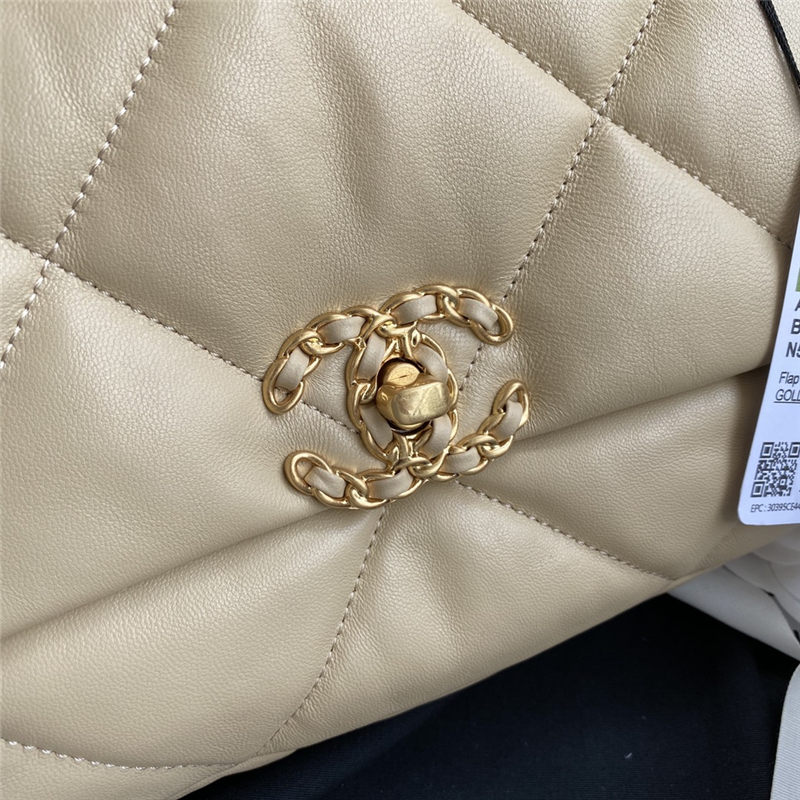 Chanel 19 Flap Bag Lambskin Beige High